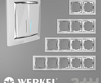 Веркель Рамка на 2 поста (Shabb белый/хром) WL03-Frame-02-white