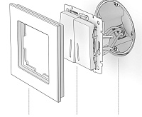 Веркель Выключатель 2-кл проходной с подсветкой (серебряный рифленый) W1122109