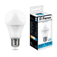 Лампа светодиодная 10W E27 6400K LB-92 шар (Feron)