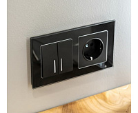 Веркель Рамка на 2 поста (черный/стекло) WL01-Frame-02