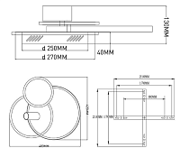 Люстра светодиодная "ECLIPSE" 75W 3R 1DL-RC--480x425х130-WHITE/BLACK/WHITE-220-IP20