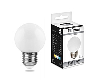 Лампа светодиодная&nbsp;&nbsp;1W E27 RGB G45 LB-37 (Feron) прозрачный сн/пр