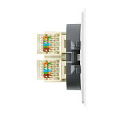 Мия Розетка компьютерная RJ-45 2х местная, белая магнолия, RST00-3111-01