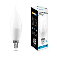 Лампа светодиодная 11W E14 6400K LB-770 свеча на ветру (Feron)