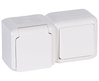 Блок выключатель+розетка с/з бел 782318 Quteo IP44