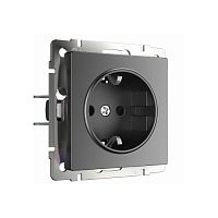 Веркель Розетка 1-ая с/з со шторками (графит матовый) W1171164