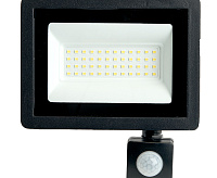 Прожектор светодиодный с датчиком движения 50W 6400K IP65 черный SFL80-50 SAFFIT
