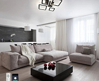 Люстра светодиодная "OVAL ICE RGB" 75W 5S-APP-725x500x93-BLACK/CLEAR-220-IP20