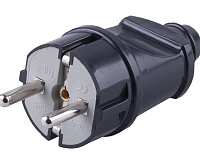 Вилка прямая с/з 250В 16А черная PPG16-42-201 