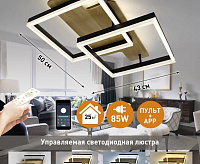 Люстра светодиодная "WOODY LOFT" 85W 2S-APP-500x430x135-BLACK/WOOD-220-IP20