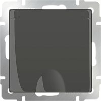 Веркель Розетка 1-ая влаг с/з с защит крышкой и шторками (серо-коричневый) WL07-SKGSC-01-IP44 сн/пр