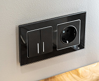 Веркель Выключатель 2-кл проходной (черный матовый) WL08-SW-2G-2W/W1122008