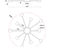 Люстра "ВINNA" 10xGX53 R-950x40-BLACK -220-IP20