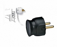 Вилка Элиум черная 2Р, 16А, пластик ультраплоская