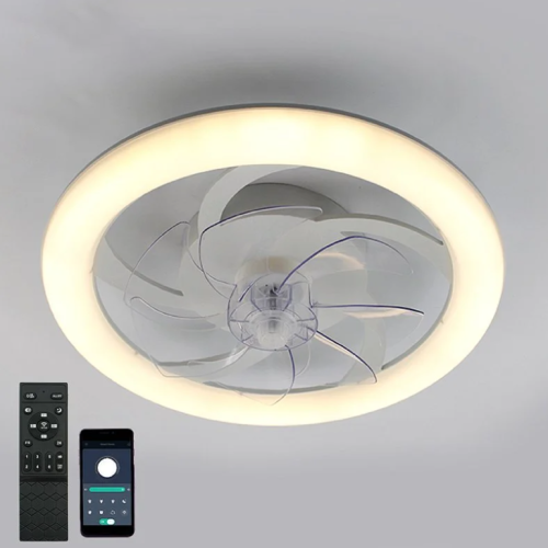 Люстра светодиодная с вентилятором "FAN SIMPL 65W+18W  R-APP-480*125-WHITE/WHITE-220-IP20