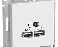 AtlasDesign Белый Розетка USB A+A, 5В/2,1 А, 2х5В/1,05 А, ATN000133