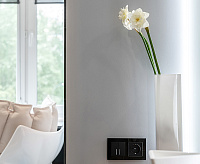 Веркель Выключатель 2-кл проходной (черный матовый) WL08-SW-2G-2W/W1122008