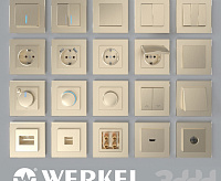 Веркель Выключатель 1-кл с подсветкой (шампань рифленый) WL10-SW-1G-LED