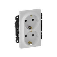 Valena LIFE Розетка 2-ная с/з с лиц панелью безвинт зажимы бел 753127