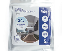 Лента светод  COB/320-24V 10W/m 6500K IP20 5м LS530 