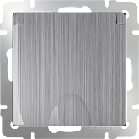 Веркель Розетка 1-ая влаг с/з с защ крышкой и шторками (глянцевый никель) WL02-SKGSC-01-IP44