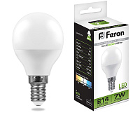 Лампа светодиодная  7W E14 4000K LB-95 шар (Feron)