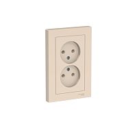 AtlasDesign Беж Розетка б/з двойная в сборе ATN000220