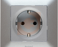 Valena LIFE Розетка 1-ная с/з c лиц панелью защ. шторками винт зажимы алюм 753624