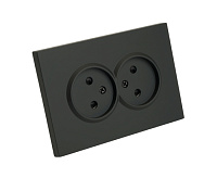 Эмили Розетка 2-местная б/з с защитной шторкой, черный уголь, RST16-5116-05