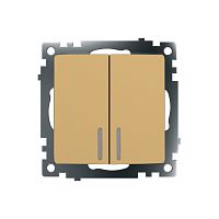 Катрин Выключатель 2-кл с подсветкой золото GLS10-7102-08