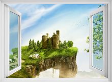 Фотопанно H-022 Окно с видом на замок (холст) 200*147 Divino Decori 