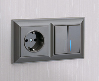 Веркель Выключатель 2-кл проходной (серо-коричневый) WL07-SW-2G-2W