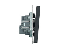 Эмили Выключатель 2кл самовозвратный, черный уголь ,RSW10-5113-05