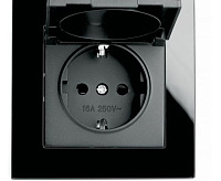 Катрин Розетка 1-ая с/з со шторками и крышкой в сборе черный GLS16-7012-05 сн/пр