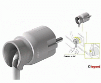 Вилка Элиум белая 2Р+Е, 16А, с поворотным механизмом, пластик