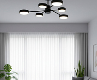 Люстра светодиодная "MATEO" 75W 6R-ON/OFF-915x250-BLACK/WHITE-220-IP20