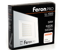 Прожектор светодиодный&nbsp;&nbsp;50W 6400K IP65 черный LL-1000 Feron PRO