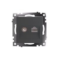 Катрин Розетка TV + RJ-45 графит GLS00-7106-06