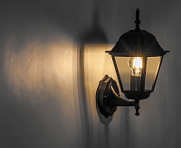 Светильник садово-парковый&nbsp;&nbsp;100W 230V E27 IP44 черный, на стену вверх PL4201